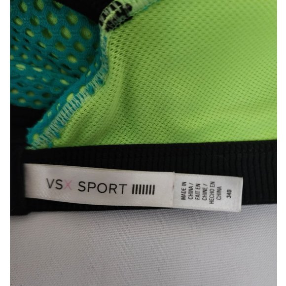Victoria's Secret Women's Activewear Auqa Teal/Lime Green VSX Sports Bra Sz 34D - Picture 9 of 9